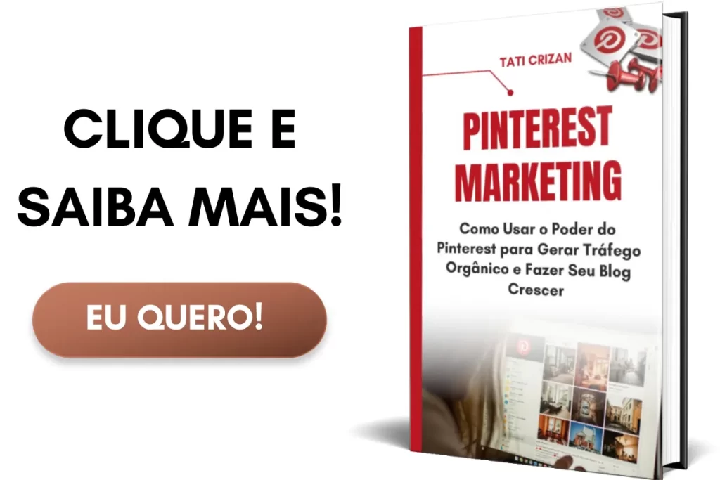 Imagem do eBook "Pinterest Marketing" com chamada para gerar tráfego orgânico para o blog usando a estratégia certa