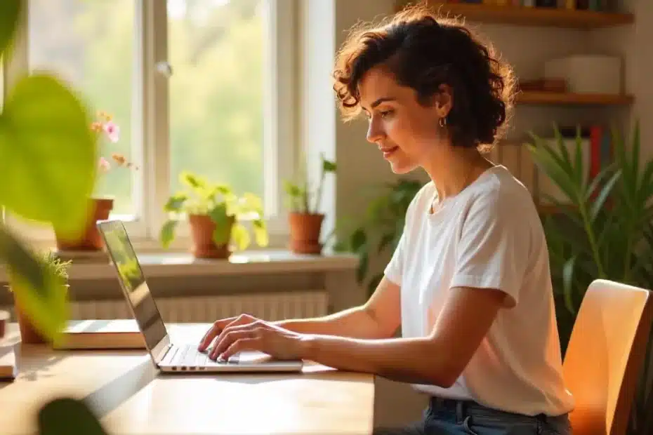 Imagem criada com IA representando uma mulher aprendendo como instalar o Google Analytics no meu site